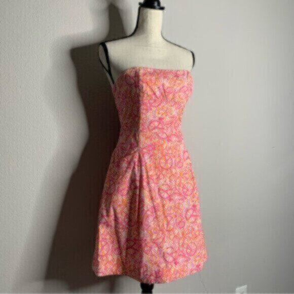 Lilly Pulitzer Delphina Orange & Pink Strapless Mini Dress - Picture 4 of 11